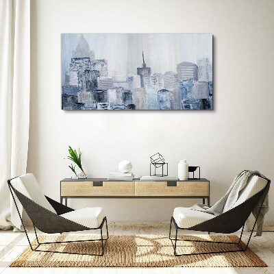 Gray-blue city panorama Print on canvas