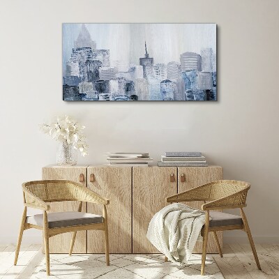 Gray-blue city panorama Print on canvas