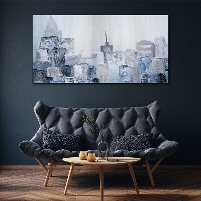 Gray-blue city panorama Print on canvas