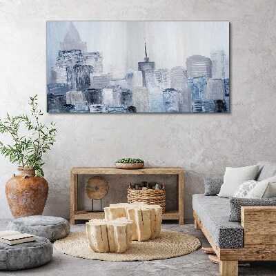 Gray-blue city panorama Print on canvas