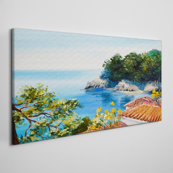 The peaceful shore of the sea landscape Print on canvas