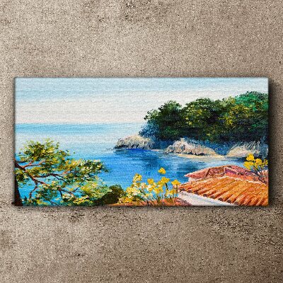 The peaceful shore of the sea landscape Print on canvas