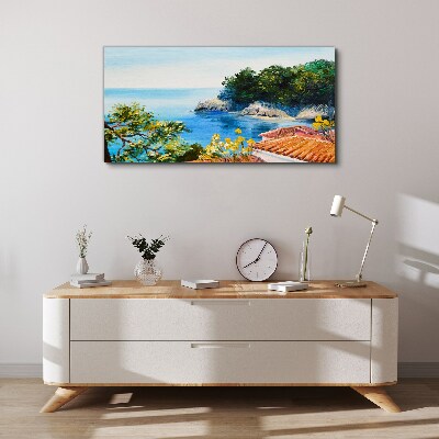 The peaceful shore of the sea landscape Print on canvas