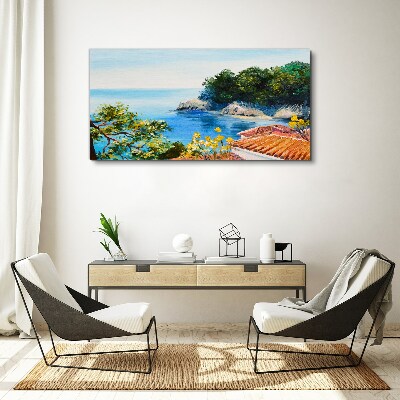 The peaceful shore of the sea landscape Print on canvas