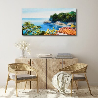 The peaceful shore of the sea landscape Print on canvas