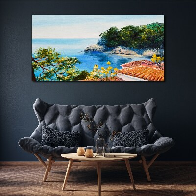The peaceful shore of the sea landscape Print on canvas