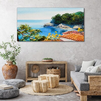 The peaceful shore of the sea landscape Print on canvas