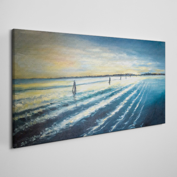 A quiet port at sunset Canvas wall art