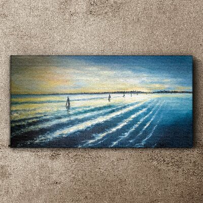 A quiet port at sunset Canvas wall art
