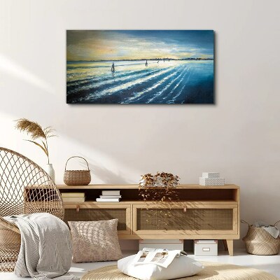A quiet port at sunset Canvas wall art
