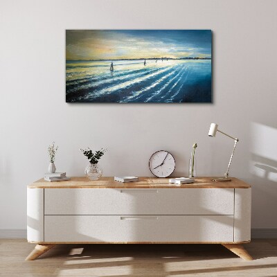 A quiet port at sunset Canvas wall art