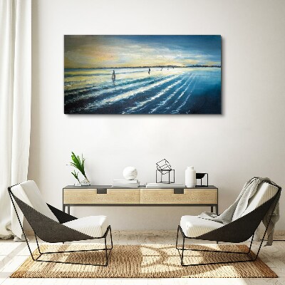 A quiet port at sunset Canvas wall art