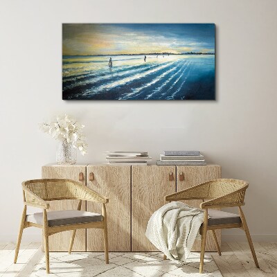 A quiet port at sunset Canvas wall art