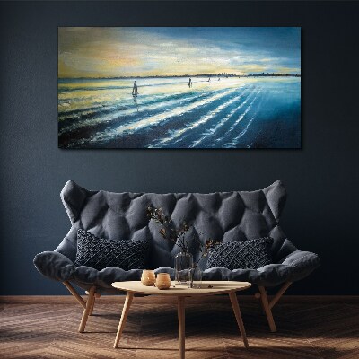 A quiet port at sunset Canvas wall art