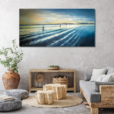 A quiet port at sunset Canvas wall art