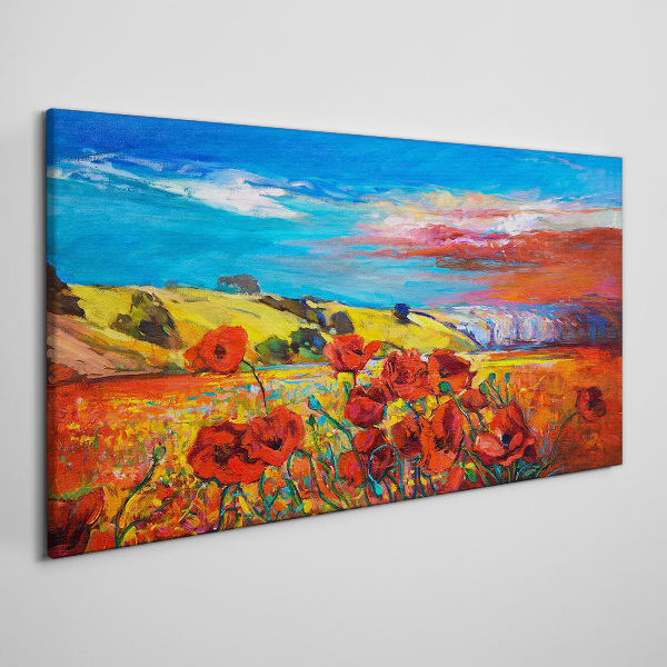 Flower fields in the summer sun Print on canvas