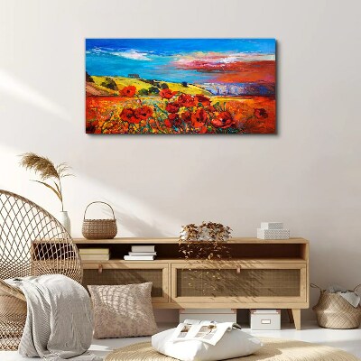 Flower fields in the summer sun Print on canvas