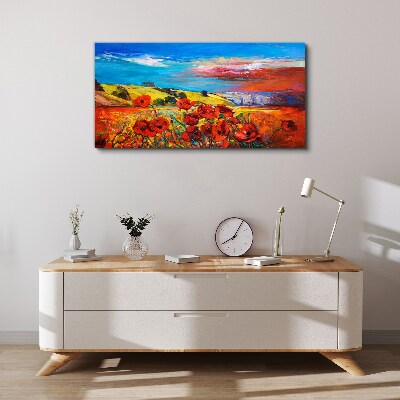 Flower fields in the summer sun Print on canvas