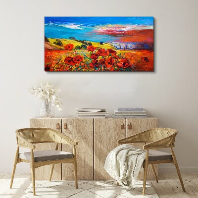 Flower fields in the summer sun Print on canvas