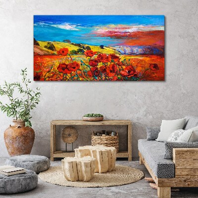 Flower fields in the summer sun Print on canvas