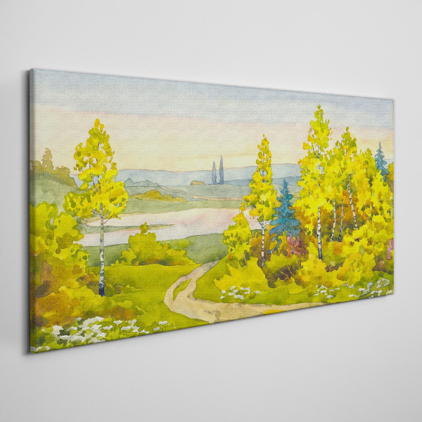 Spring landscape with trees Canvas wall art