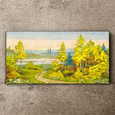 Spring landscape with trees Canvas wall art