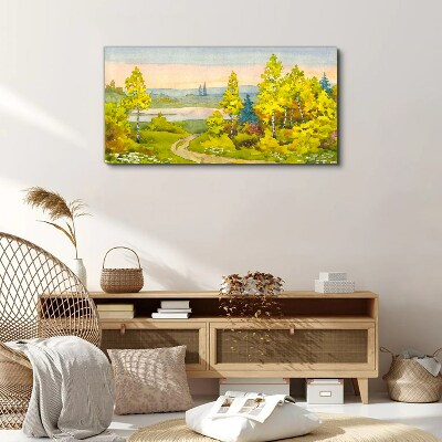 Spring landscape with trees Canvas wall art