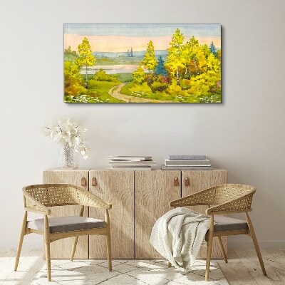 Spring landscape with trees Canvas wall art