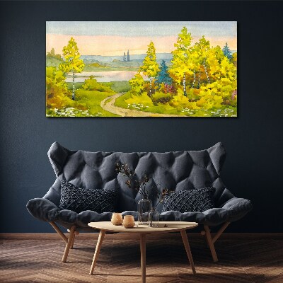 Spring landscape with trees Canvas wall art