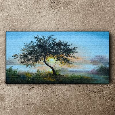 Sunset over the lake Print on canvas