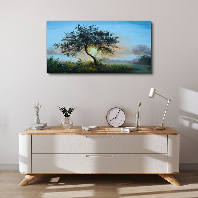 Sunset over the lake Print on canvas
