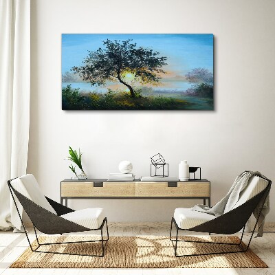 Sunset over the lake Print on canvas