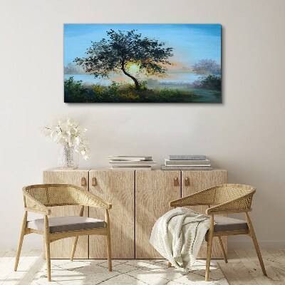 Sunset over the lake Print on canvas