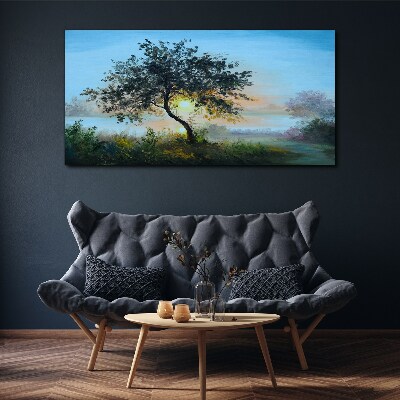 Sunset over the lake Print on canvas
