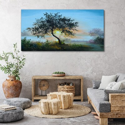 Sunset over the lake Print on canvas