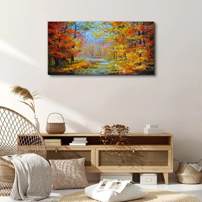 Autumn scenery in the forest Canvas wall art