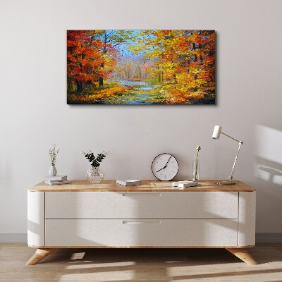 Autumn scenery in the forest Canvas wall art