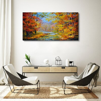 Autumn scenery in the forest Canvas wall art