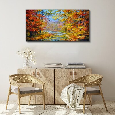 Autumn scenery in the forest Canvas wall art