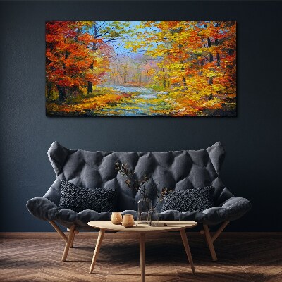 Autumn scenery in the forest Canvas wall art