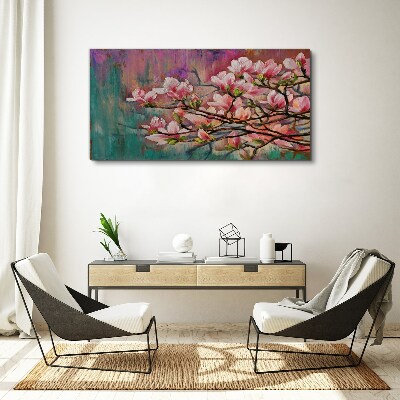 Magnolia flowers against the backdrop of spring Print on canvas