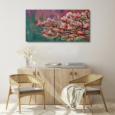 Magnolia flowers against the backdrop of spring Print on canvas