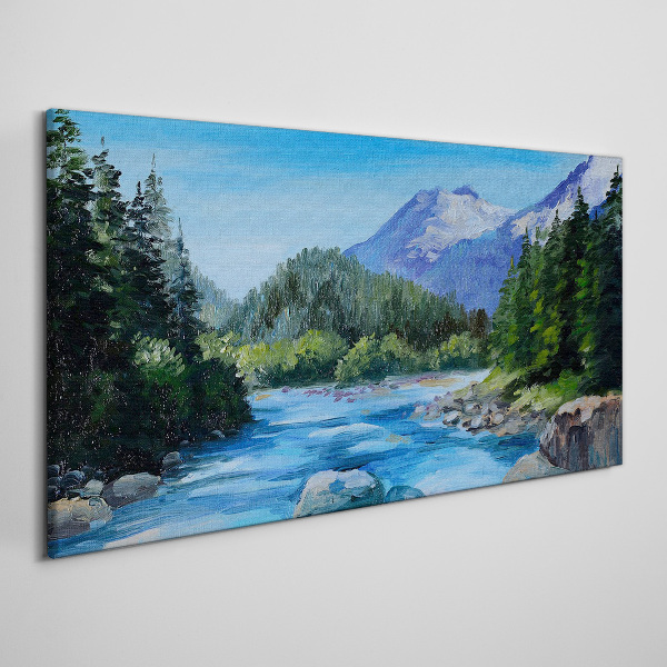 Mountain landscape with a river Canvas wall art
