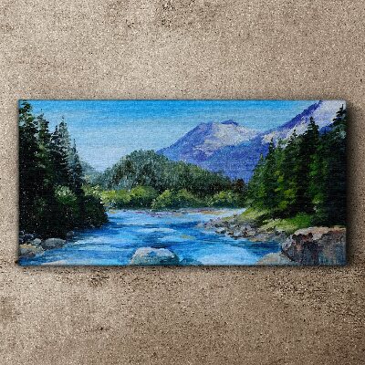 Mountain landscape with a river Canvas wall art