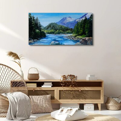Mountain landscape with a river Canvas wall art