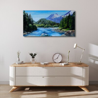 Mountain landscape with a river Canvas wall art