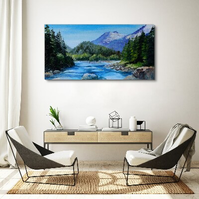 Mountain landscape with a river Canvas wall art