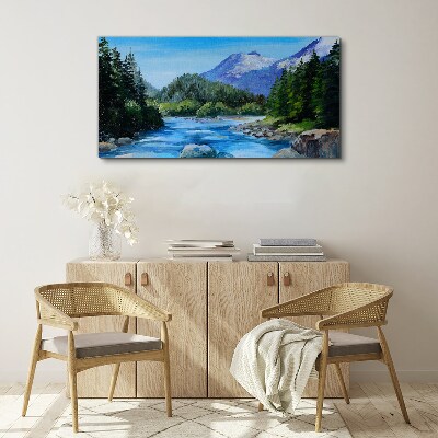 Mountain landscape with a river Canvas wall art