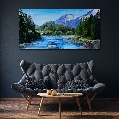 Mountain landscape with a river Canvas wall art