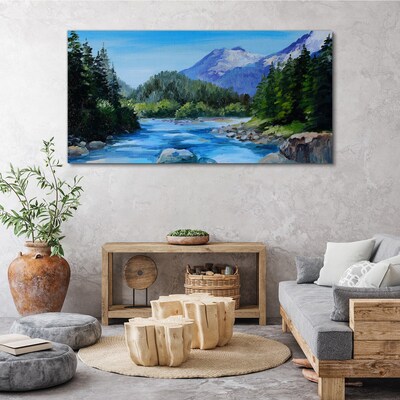 Mountain landscape with a river Canvas wall art